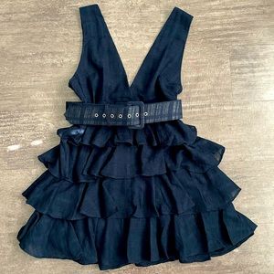 Midnight Blue Ruffle Women Dress